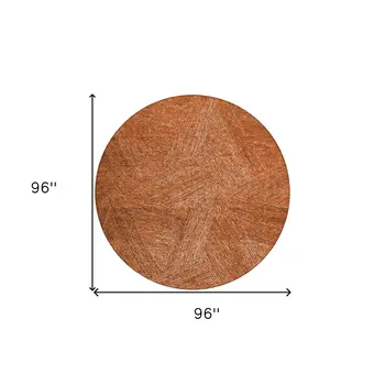 8' Copper Brown And Beige Round Abstract Washable Indoor Outdoor Area Rug