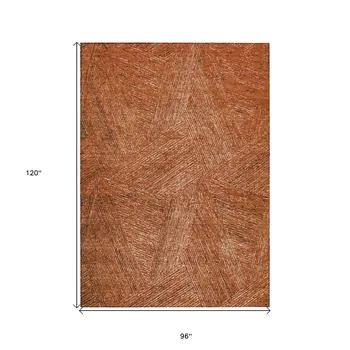 8' X 10' Copper Brown And Beige Abstract Washable Indoor Outdoor Area Rug