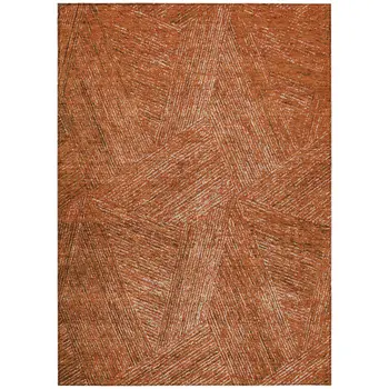 8' X 10' Copper Brown And Beige Abstract Washable Indoor Outdoor Area Rug