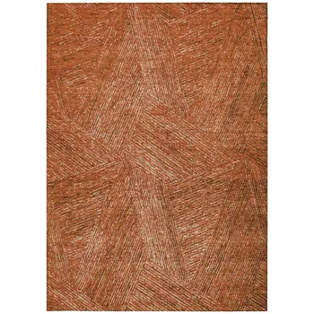 9' X 12' Copper Brown And Beige Abstract Washable Indoor Outdoor Area Rug