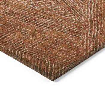 9' X 12' Copper Brown And Beige Abstract Washable Indoor Outdoor Area Rug