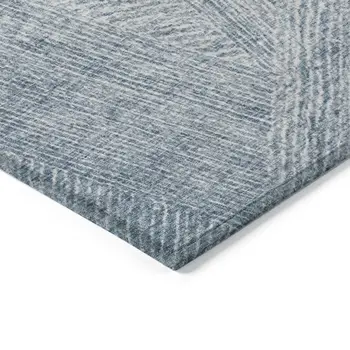 5' X 8' Denim Blue And Ivory Abstract Washable Indoor Outdoor Area Rug
