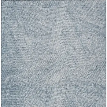 9' X 12' Denim Blue And Ivory Abstract Washable Indoor Outdoor Area Rug
