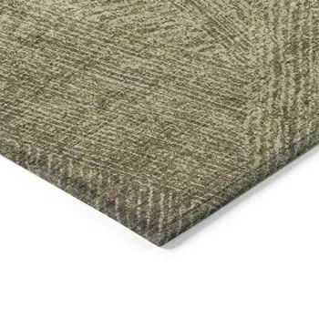 3' X 5' Green Beige And Brown Abstract Washable Indoor Outdoor Area Rug