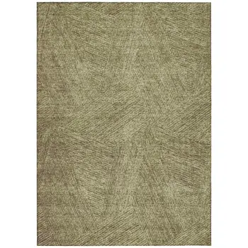 9' X 12' Green Beige And Brown Abstract Washable Indoor Outdoor Area Rug