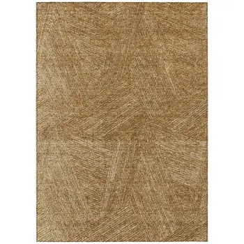 5' X 8' Gold Brown And Ivory Abstract Washable Indoor Outdoor Area Rug