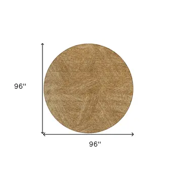 8' Gold Brown And Ivory Round Abstract Washable Indoor Outdoor Area Rug
