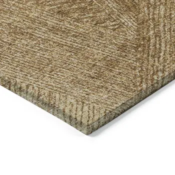 8' X 10' Gold Brown And Ivory Abstract Washable Indoor Outdoor Area Rug