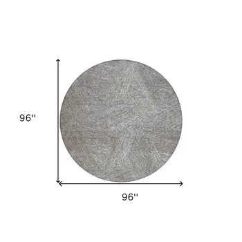 8' Gray Brown And Ivory Round Abstract Washable Indoor Outdoor Area Rug