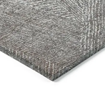 8' X 10' Gray Brown And Ivory Abstract Washable Indoor Outdoor Area Rug