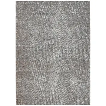 10' X 14' Gray Brown And Ivory Abstract Washable Indoor Outdoor Area Rug