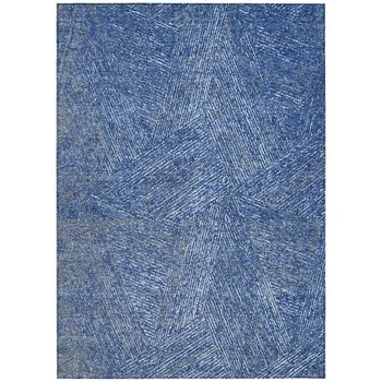 3' X 5' Navy Blue Gray And Ivory Abstract Washable Indoor Outdoor Area Rug