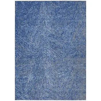 5' X 8' Navy Blue Gray And Ivory Abstract Washable Indoor Outdoor Area Rug
