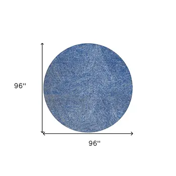 8' Navy Blue Gray And Ivory Round Abstract Washable Indoor Outdoor Area Rug