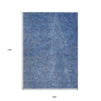 9' X 12' Navy Blue Gray And Ivory Abstract Washable Indoor Outdoor Area Rug