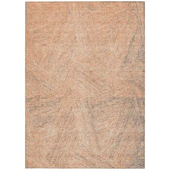8' X 10' Peach Blue And Ivory Abstract Washable Indoor Outdoor Area Rug