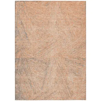 8' X 10' Peach Blue And Ivory Abstract Washable Indoor Outdoor Area Rug