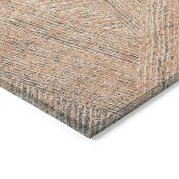 8' X 10' Peach Blue And Ivory Abstract Washable Indoor Outdoor Area Rug