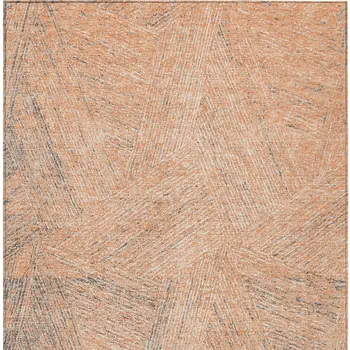 10' X 14' Peach Blue And Ivory Abstract Washable Indoor Outdoor Area Rug
