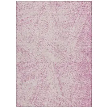 3' X 5' Pink And Ivory Abstract Washable Indoor Outdoor Area Rug