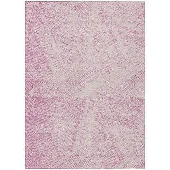 8' X 10' Pink And Ivory Abstract Washable Indoor Outdoor Area Rug