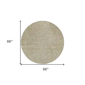 8' Ivory And Brown Round Abstract Washable Indoor Outdoor Area Rug
