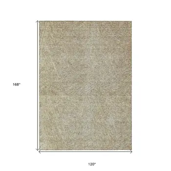 10' X 14' Ivory And Brown Abstract Washable Indoor Outdoor Area Rug