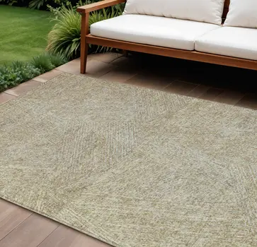 10' X 14' Ivory And Brown Abstract Washable Indoor Outdoor Area Rug