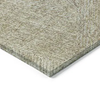 10' X 14' Ivory And Brown Abstract Washable Indoor Outdoor Area Rug