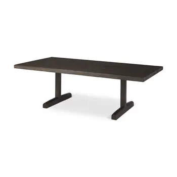 55" Dark Brown Solid Wood Double Pedestal Coffee Table