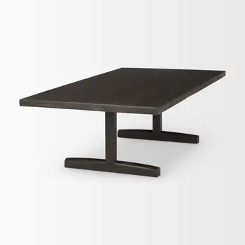 55" Dark Brown Solid Wood Double Pedestal Coffee Table