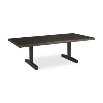 55" Dark Brown Solid Wood Double Pedestal Coffee Table