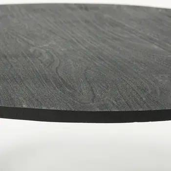 34" Antiqued Gold Solid Wood and Iron Round Distressed Coffee Table