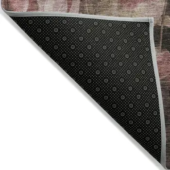 8' X 10' Taupe Brown And Pink Floral Washable Indoor Outdoor Area Rug