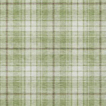 5' X 8' Artichoke Green Brown And Ivory Plaid Washable Indoor Outdoor Area Rug