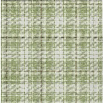 8' X 10' Artichoke Green Brown And Ivory Plaid Washable Indoor Outdoor Area Rug