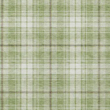8' X 10' Artichoke Green Brown And Ivory Plaid Washable Indoor Outdoor Area Rug