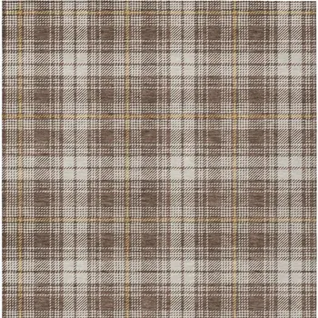 9' X 12' Brown Beige And Gold Plaid Washable Indoor Outdoor Area Rug