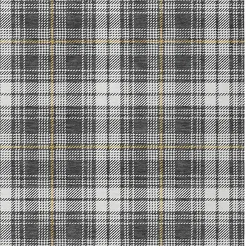 8' X 10' Charcoal Ivory And Gold Plaid Washable Indoor Outdoor Area Rug
