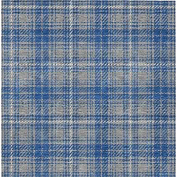 5' X 8' Gray Blue And Ivory Plaid Washable Indoor Outdoor Area Rug