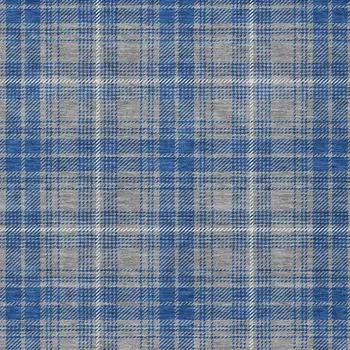 9' X 12' Gray Blue And Ivory Plaid Washable Indoor Outdoor Area Rug