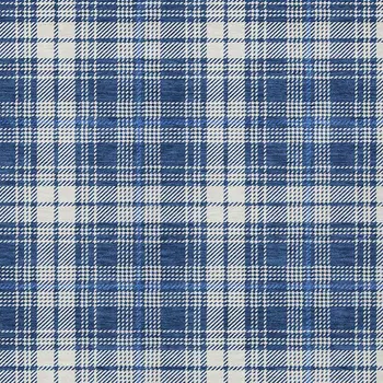 3' X 5' Navy Blue And Ivory Plaid Washable Indoor Outdoor Area Rug