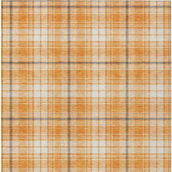 9' X 12' Orange Blue And Ivory Plaid Washable Indoor Outdoor Area Rug