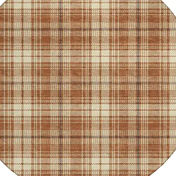 8' Brown Black And Beige Round Plaid Washable Indoor Outdoor Area Rug
