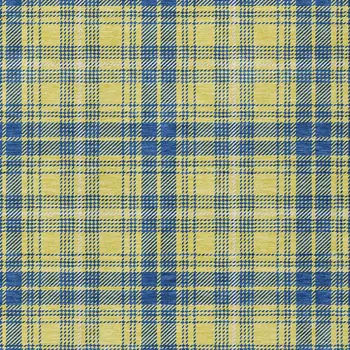 8' X 10' Yellow Blue And Ivory Plaid Washable Indoor Outdoor Area Rug