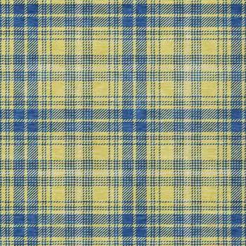9' X 12' Yellow Blue And Ivory Plaid Washable Indoor Outdoor Area Rug