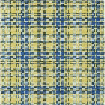 9' X 12' Yellow Blue And Ivory Plaid Washable Indoor Outdoor Area Rug