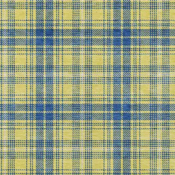 10' X 14' Yellow Blue And Ivory Plaid Washable Indoor Outdoor Area Rug