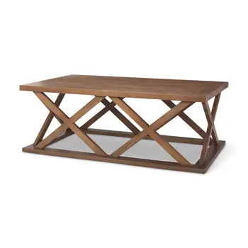 48" Brown Solid Wood Geo Frame Coffee Table
