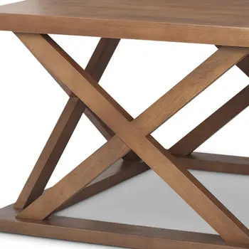 48" Brown Solid Wood Geo Frame Coffee Table